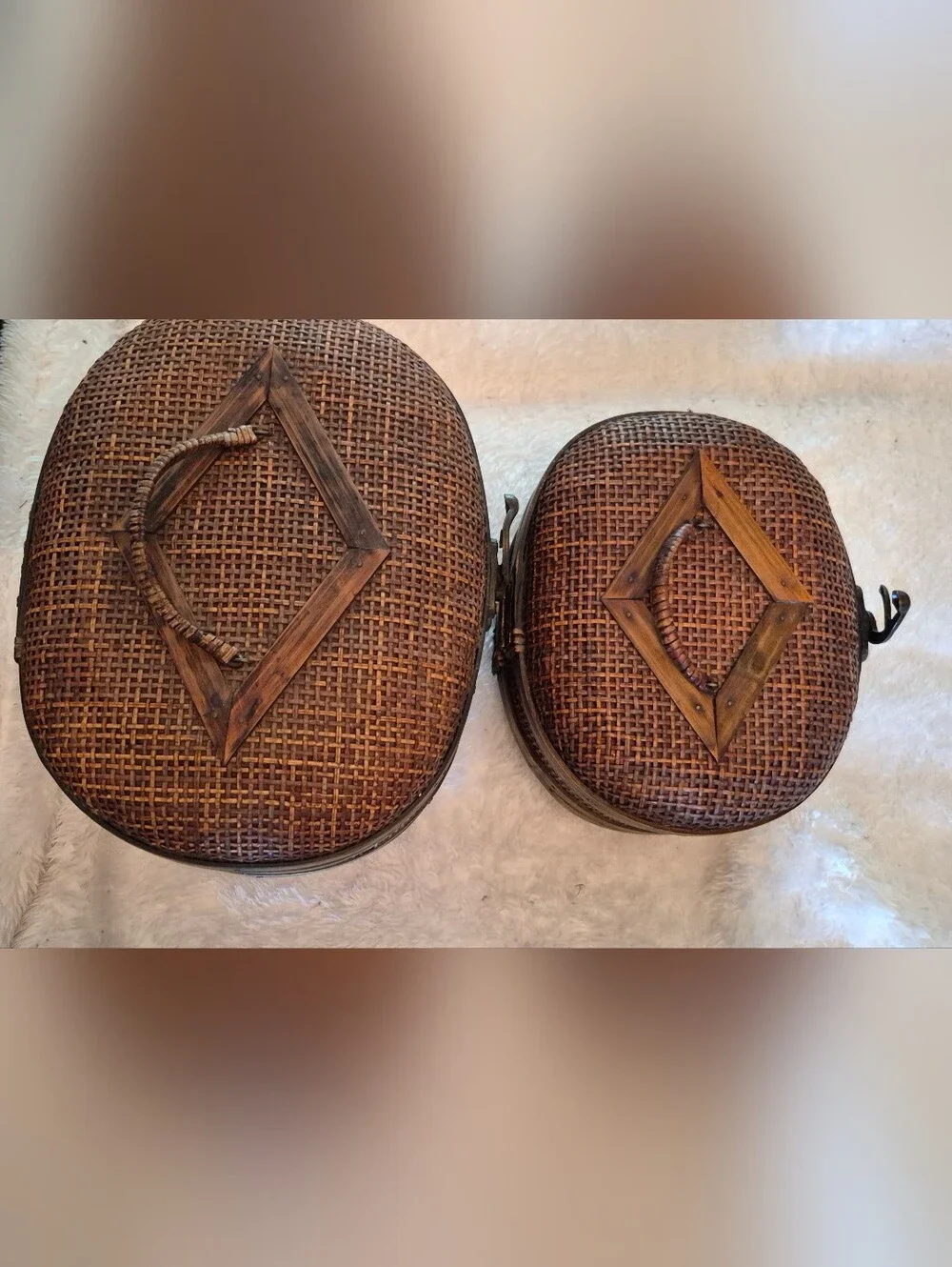 Set Of Roven Rattan Decorative  Baskets For Storage Like Sewing Stuff.
